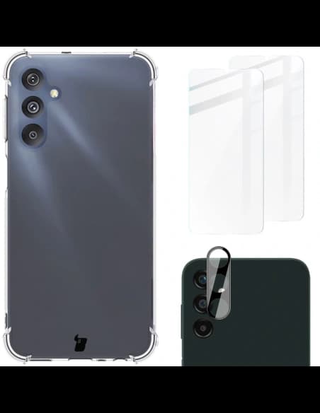 Etui + 2x sklo na displej + objektiv Bizon Case Clear Pack do Samsung Galaxy M34 5G průhledné