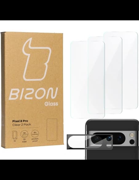 3x Szkło na ekran + szkło na aparat BIZON Clear do Pixel 8 Pro