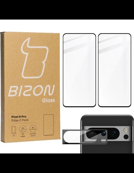 2x Szkło na ekran + szkło na aparat BIZON Edge do Pixel 8 Pro
