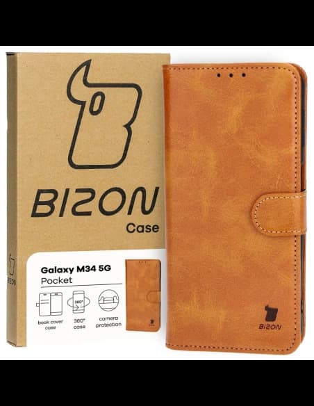 Etui s klopou Bizon Case Pocket pro Samsung Galaxy M34 5G hnědé
