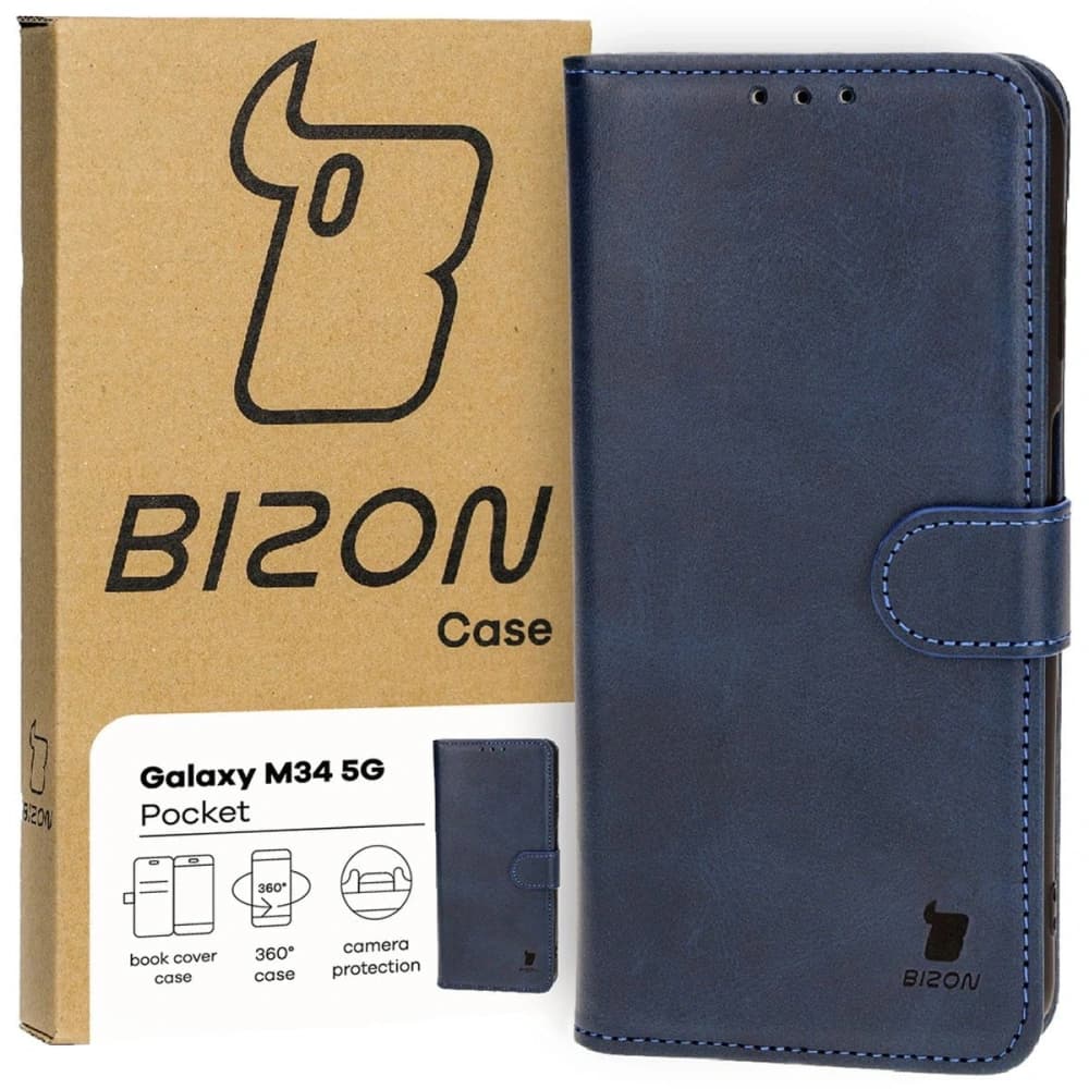 Etui s klopou Bizon Case Pocket pro Samsung Galaxy M34 5G modré - 1
