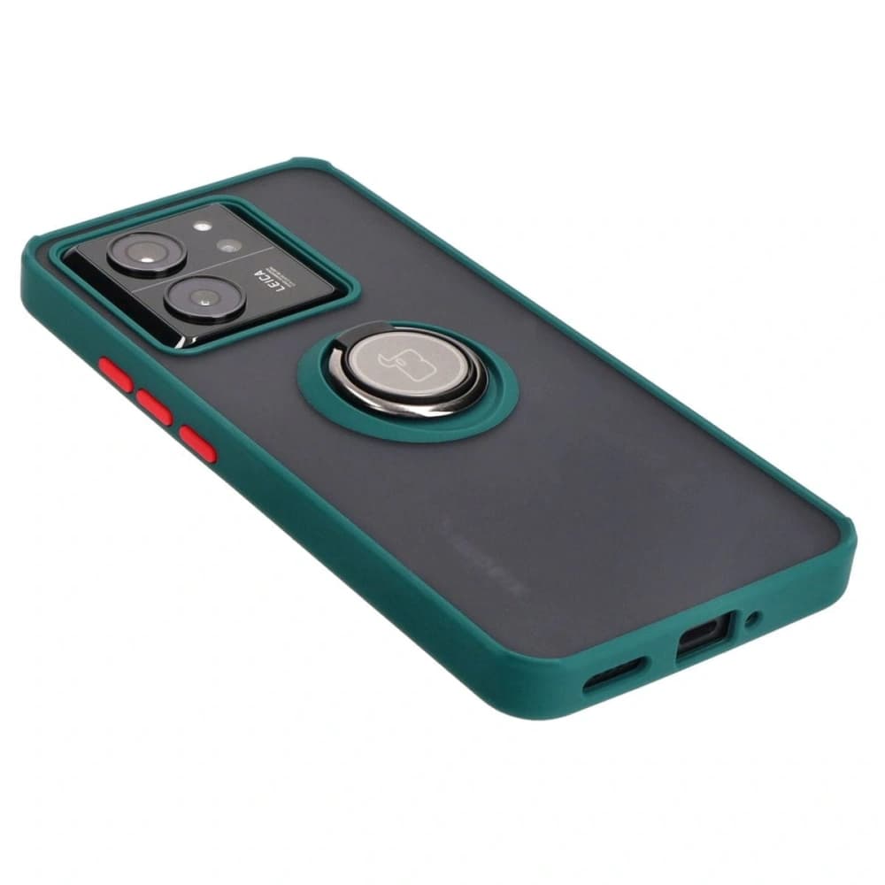 Bizon Case Hybrid Ring Xiaomi 13T Pro / 13T smoky with a dark green frame - 4
