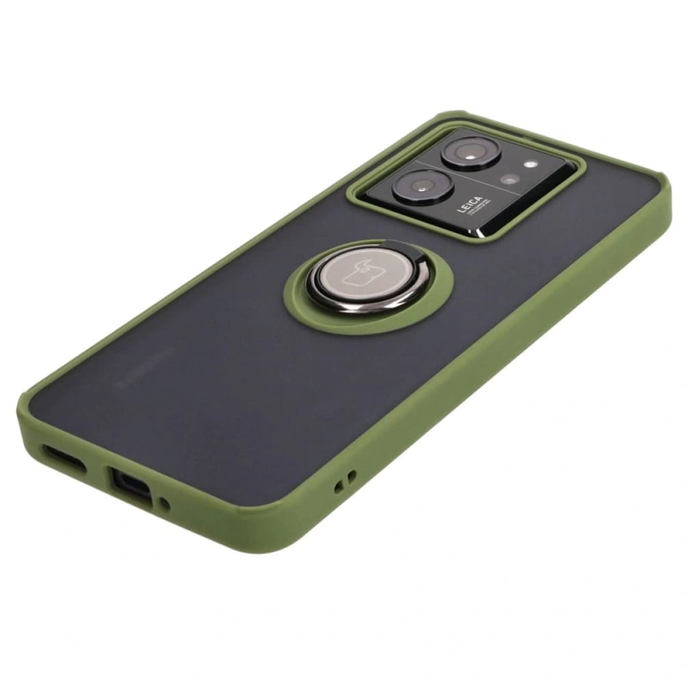 Bizon Case Hybrid Ring Xiaomi 13T Pro / 13T smoky mit einem grünen Rahmen - 3