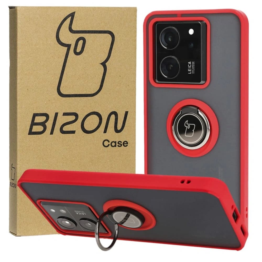 Bizon Case Hybrid Ring Xiaomi 13T Pro / 13T smoky with a red frame - 1