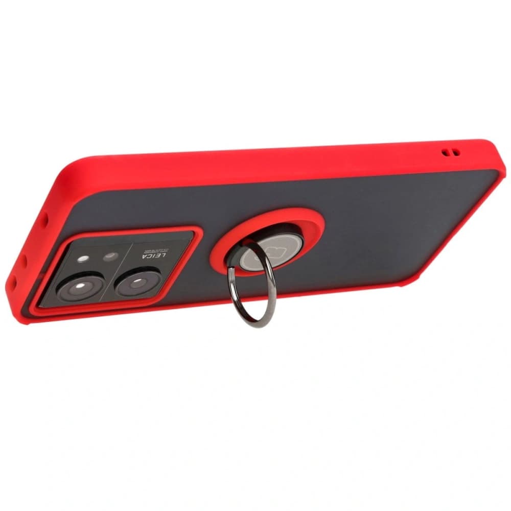 Bizon Case Hybrid Ring Xiaomi 13T Pro / 13T smoky with a red frame - 5