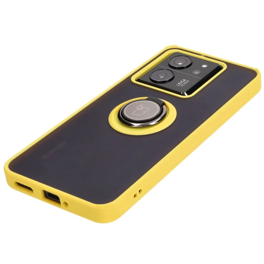 Bizon Case Hybrid Ring Xiaomi 13T Pro / 13T rauchig mit einem gelben Rahmen - 3