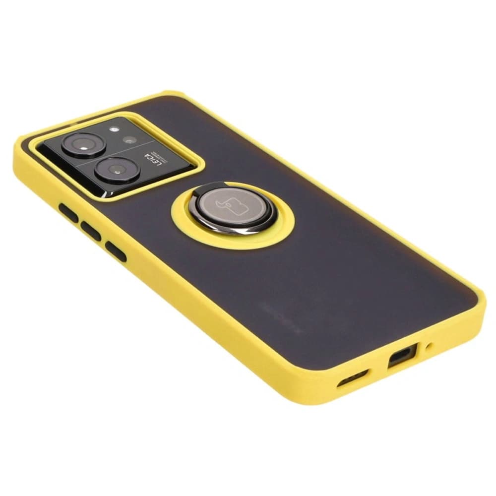 Bizon Case Hybrid Ring Xiaomi 13T Pro / 13T rauchig mit einem gelben Rahmen - 4