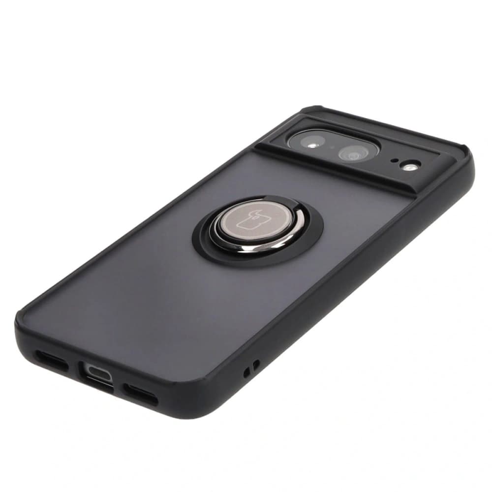 Etui z uchwytem na palec Bizon Case Hybrid Ring do Google Pixel 8 przydymione z czarną ramką - 3
