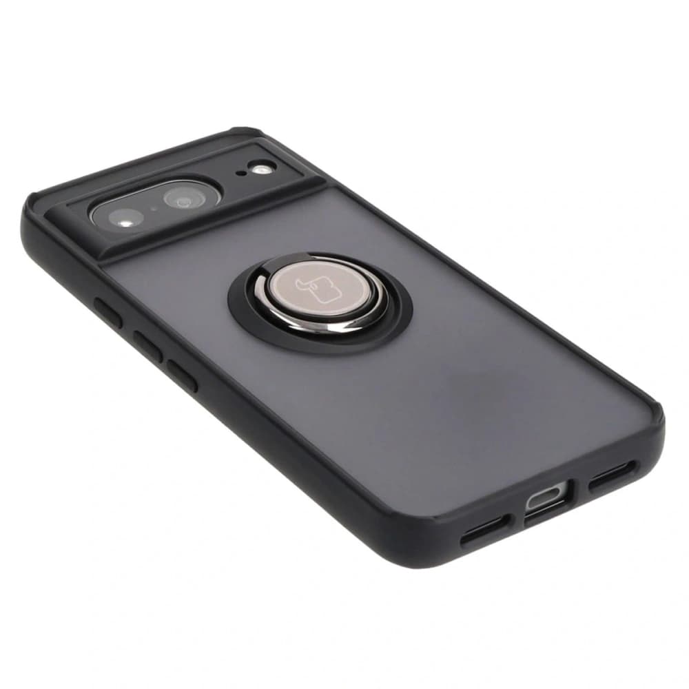 Etui z uchwytem na palec Bizon Case Hybrid Ring do Google Pixel 8 przydymione z czarną ramką - 4