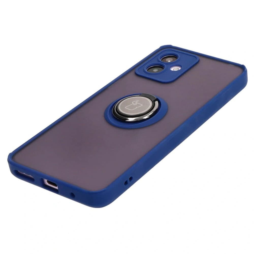 Bizon Case Hybrid Ring Motorola Moto G14 smoky with a navy blue frame - 3