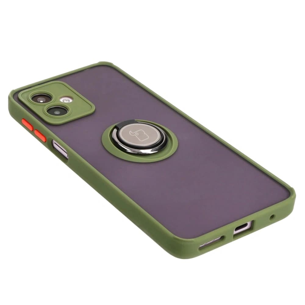 Bizon Caz Hibrid Ring Motorola Moto G14 fumuriu cu un cadru verde - 4