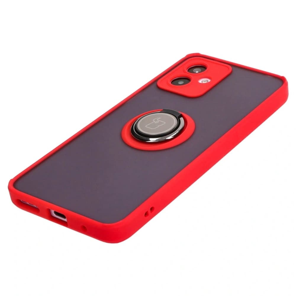 Bizon Case Hybrid Ring Motorola Moto G14 fumos cu un cadru roșu - 3
