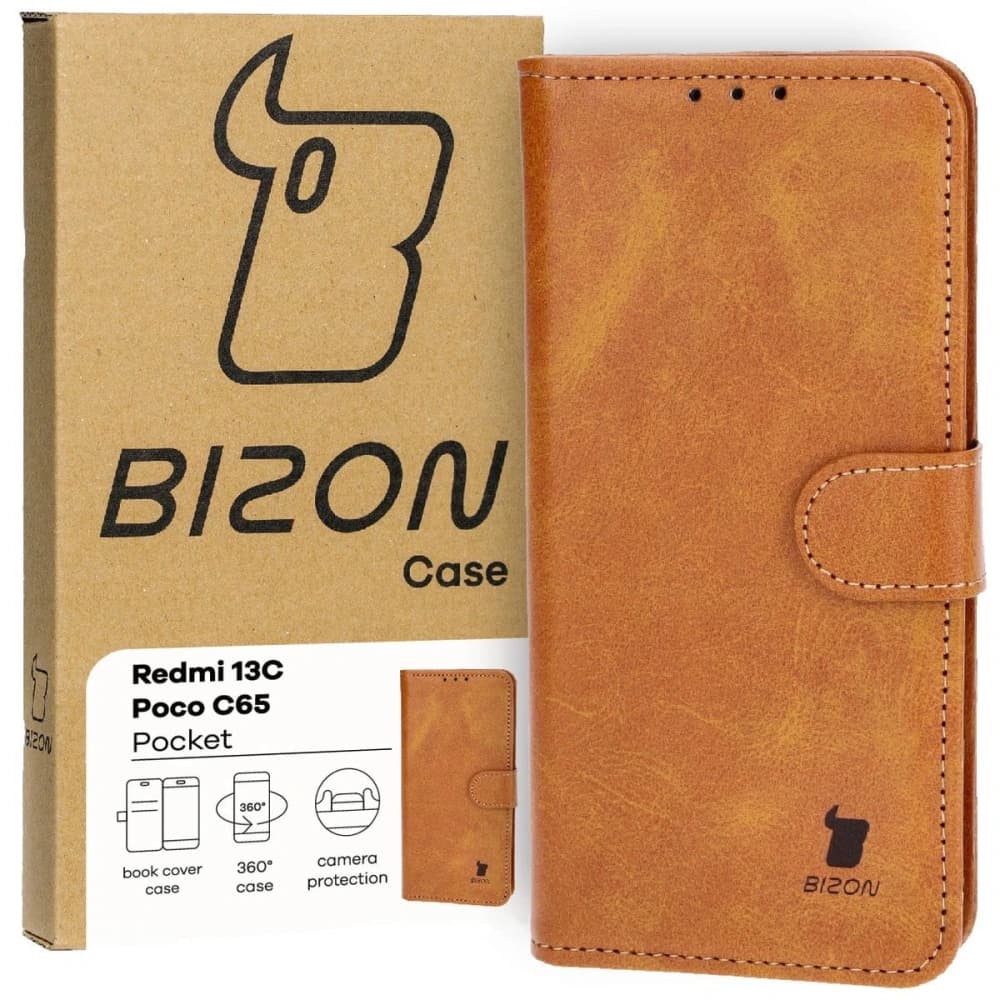 Bizon tok zsebes Xiaomi Redmi 13C / Xiaomi Poco C65 barna - 1