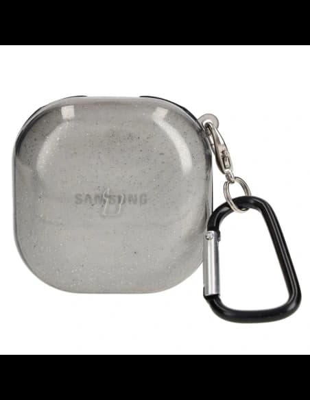 Bizon Case Headphone Clear Samsung Galaxy Buds Live / Pro / Buds2 / Buds2 Pro / Buds FE black-glitter