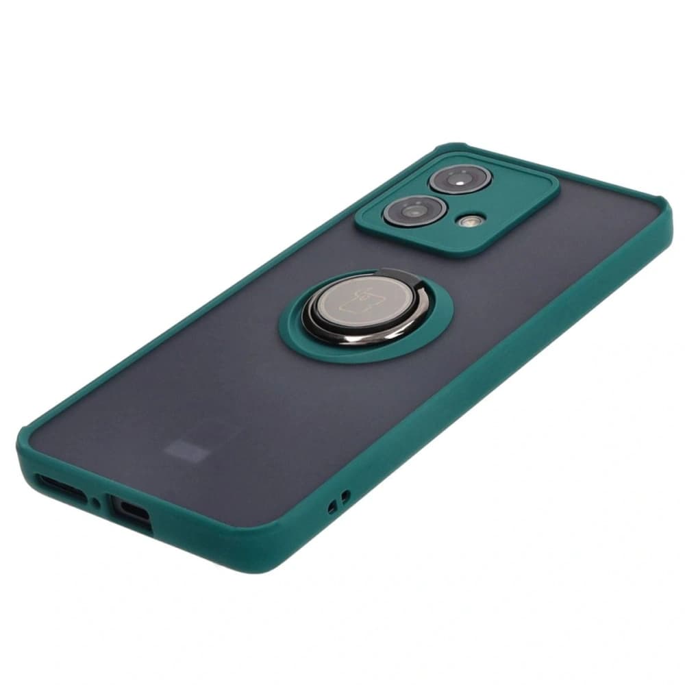 Husa hibridă Bizon pentru Motorola Edge 40 Neo fumurie cu un cadru verde închis. - 3