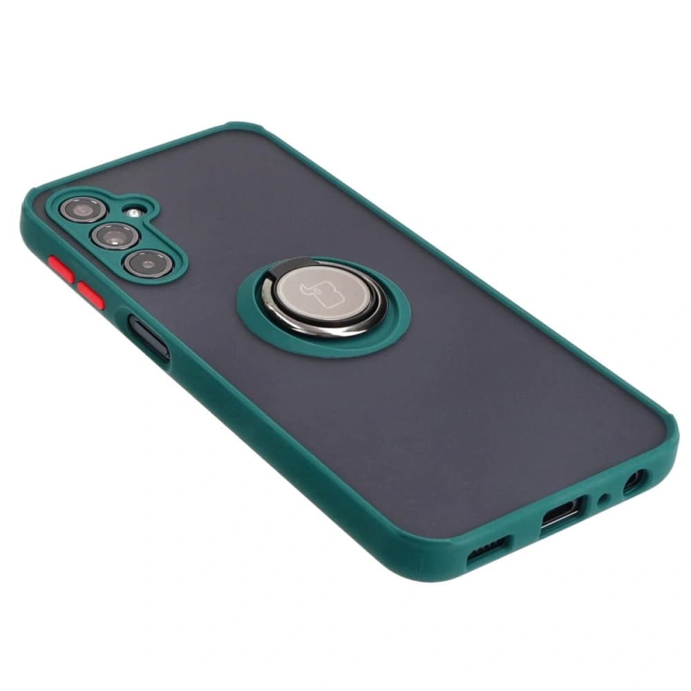 Etui s úchopem na prst Bizon Case Hybrid Ring pro Samsung Galaxy M34 5G kouřové s tmavě zeleným rámečkem - 4