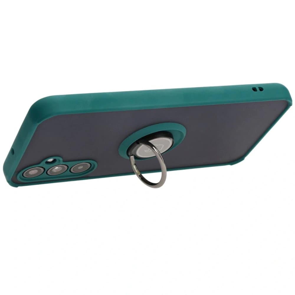 Etui s úchopem na prst Bizon Case Hybrid Ring pro Samsung Galaxy M34 5G kouřové s tmavě zeleným rámečkem - 5