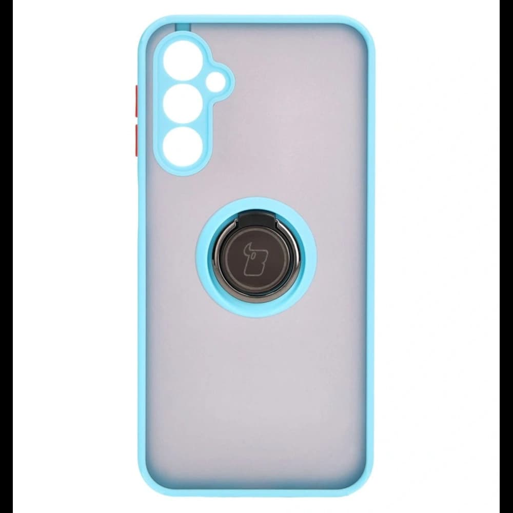 Etui s úchopem na prst Bizon Case Hybrid Ring do Samsung Galaxy M34 5G kouřové s jasně modrým rámečkem - 2