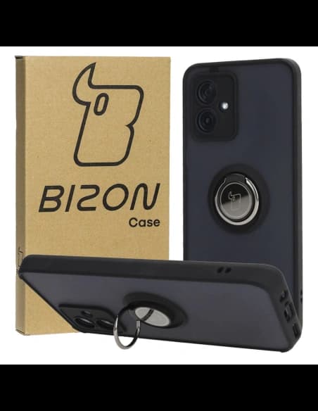 Bizon Case Hybrid Ring Motorola Moto G54 5G fumuriu cu un cadru negru