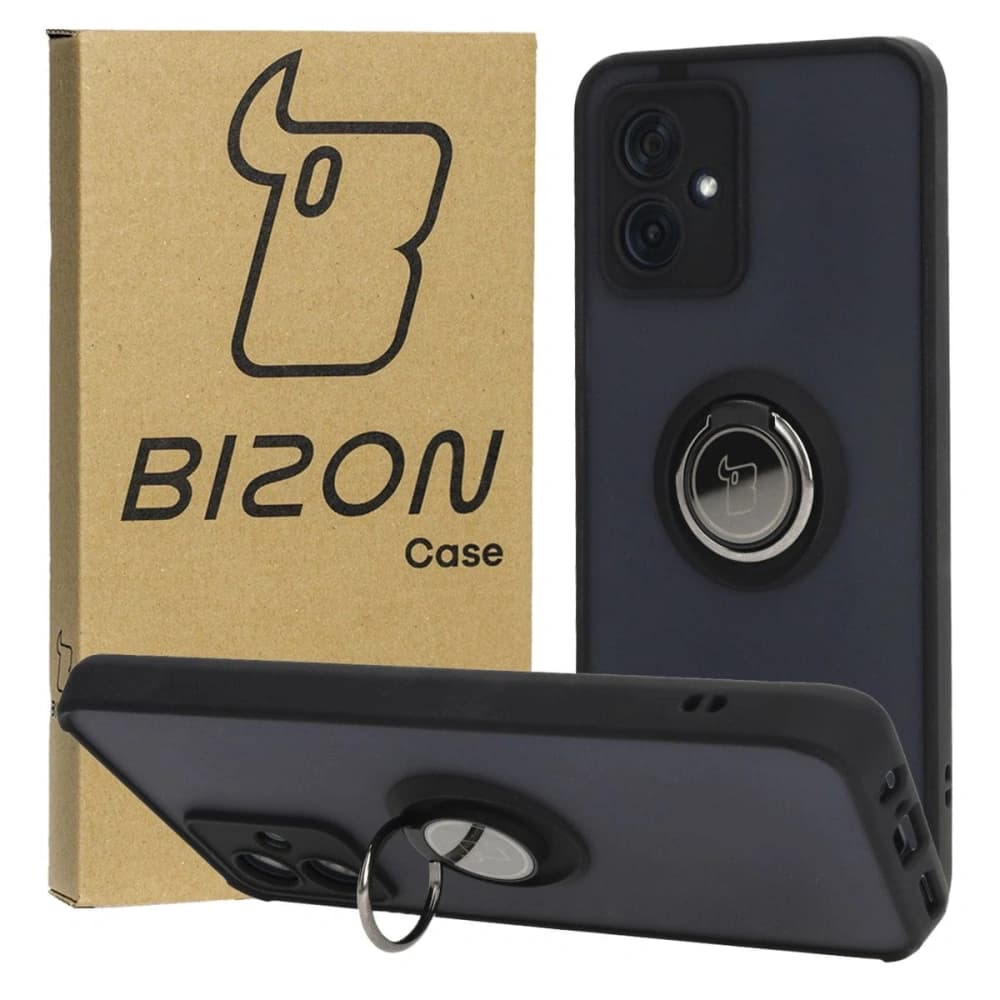 Bizon Case Hybrid Ring Motorola Moto G54 5G füstös színben, fekete kerettel - 1