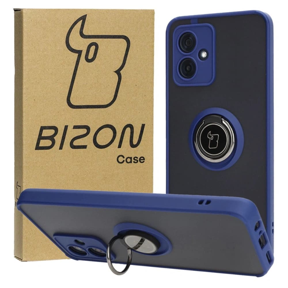 Bizon Case Hybrid Ring Motorola Moto G54 5G füstös színű, sötétkék kerettel - 1