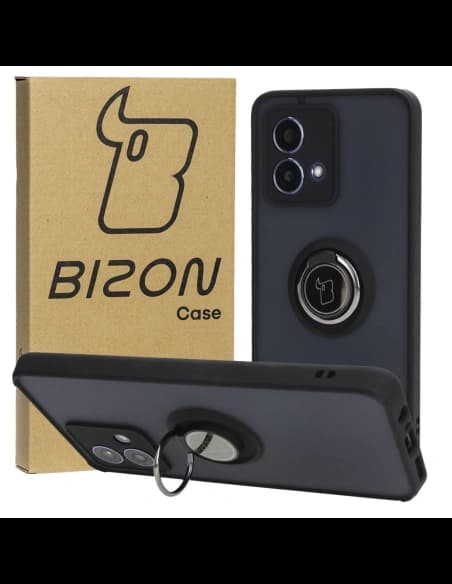 Bizon Case Hybrid Ring Motorola Moto G84 5G rauchig mit einem schwarzen Rahmen