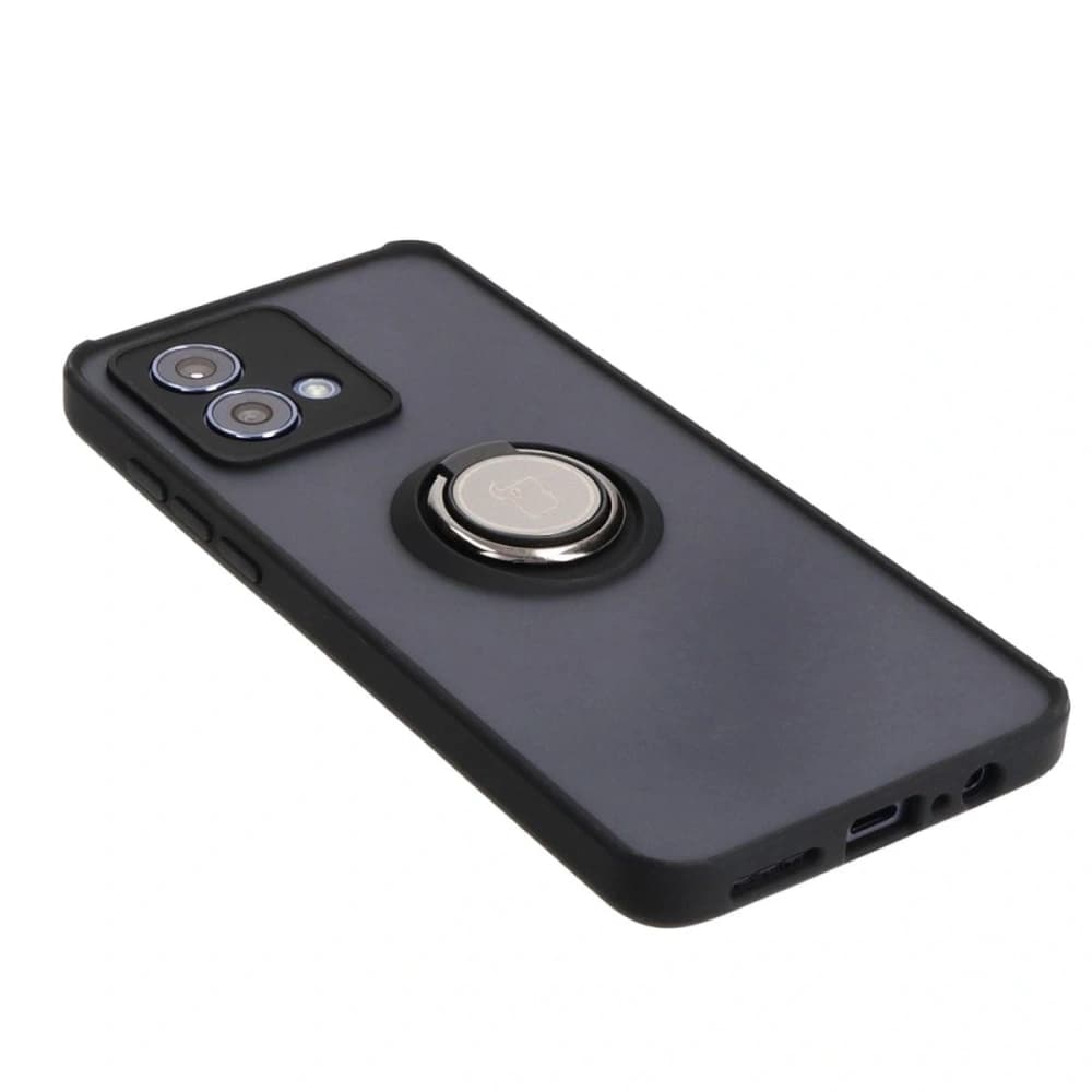 Etui s úchopem na prst Bizon Case Hybrid Ring pro Motorola Moto G84 5G kouřové s černým rámem - 4