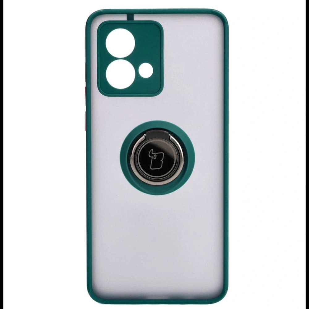 Bizon Case Hybrid Ring Motorola Moto G84 5G rauchig mit einem dunkelgrünen Rahmen - 2