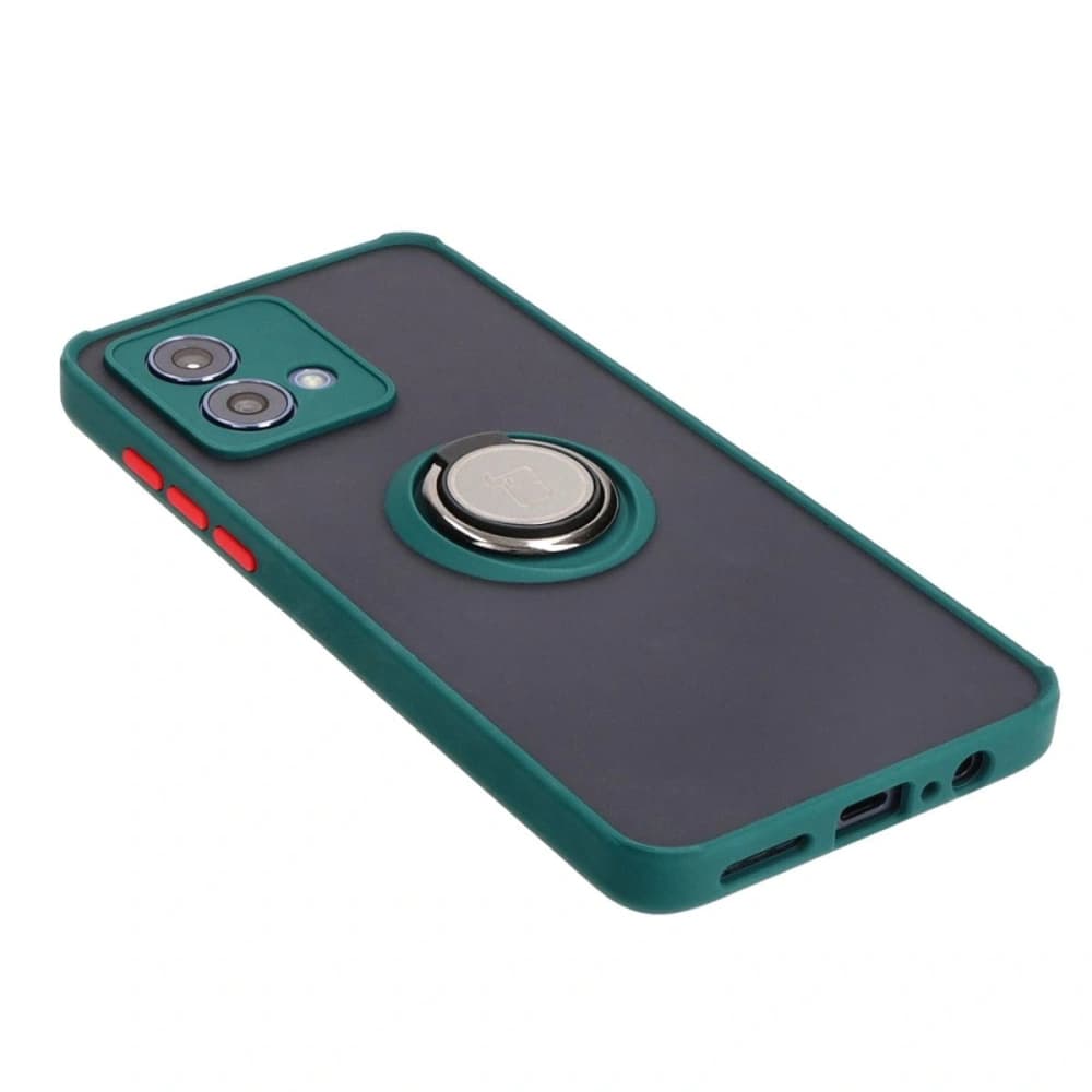 Bizon Case Hybrid Ring Motorola Moto G84 5G rauchig mit einem dunkelgrünen Rahmen - 4