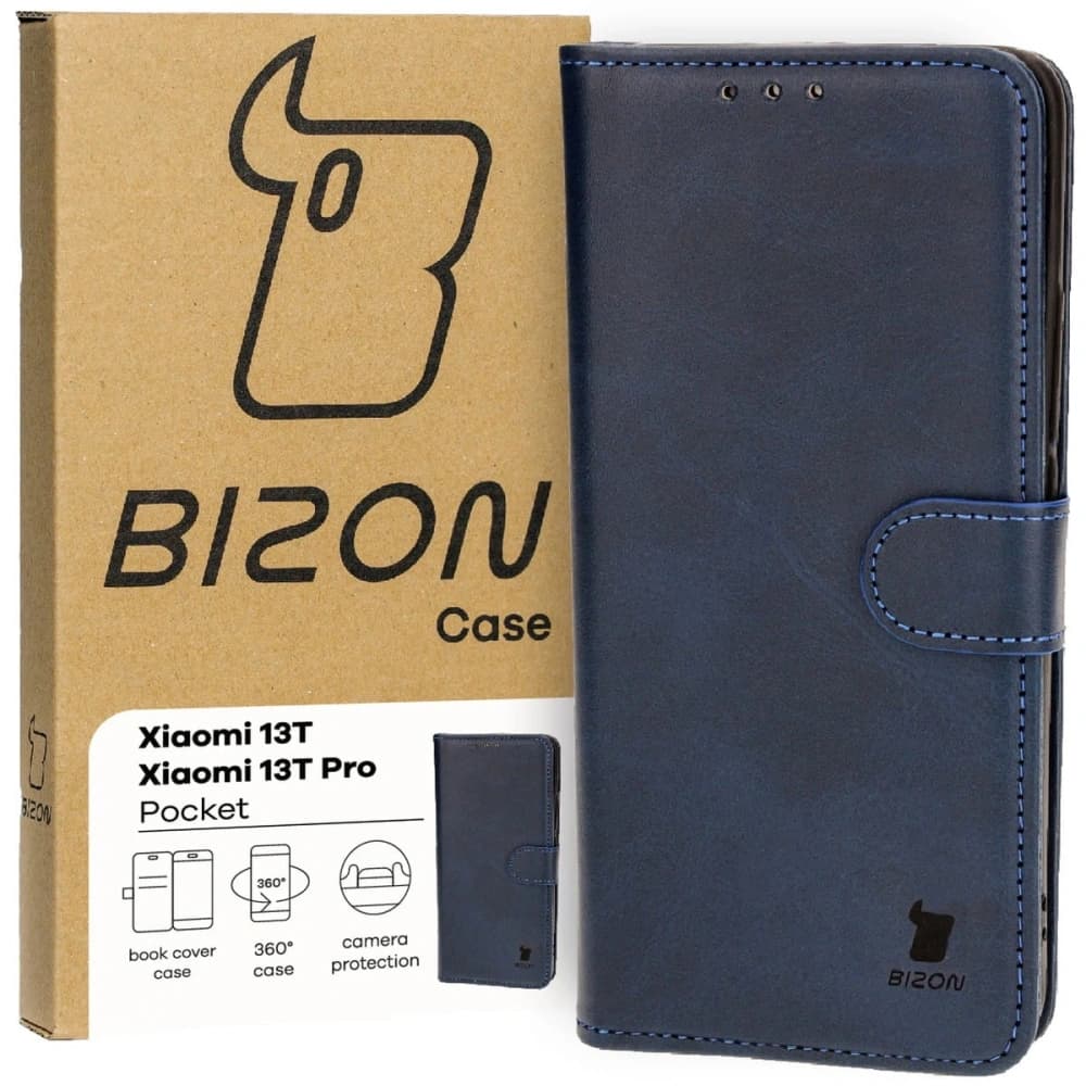 Etui z klapką Bizon Case Pocket do Xiaomi 13T Pro / 13T modré - 1