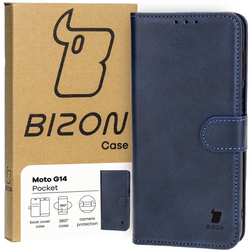 Bizon Case Pocket Motorola Moto G14 albastru marin - 1