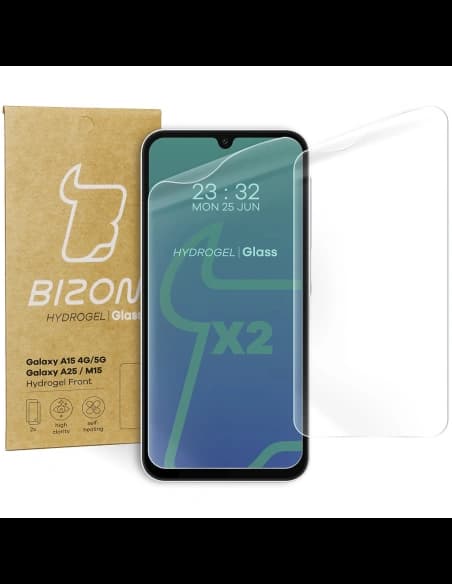 Bizon Glass Hydrogel Front Samsung Galaxy A15 4G/5G Samsung Galaxy A25 5G / M15 5G [2 PACK]