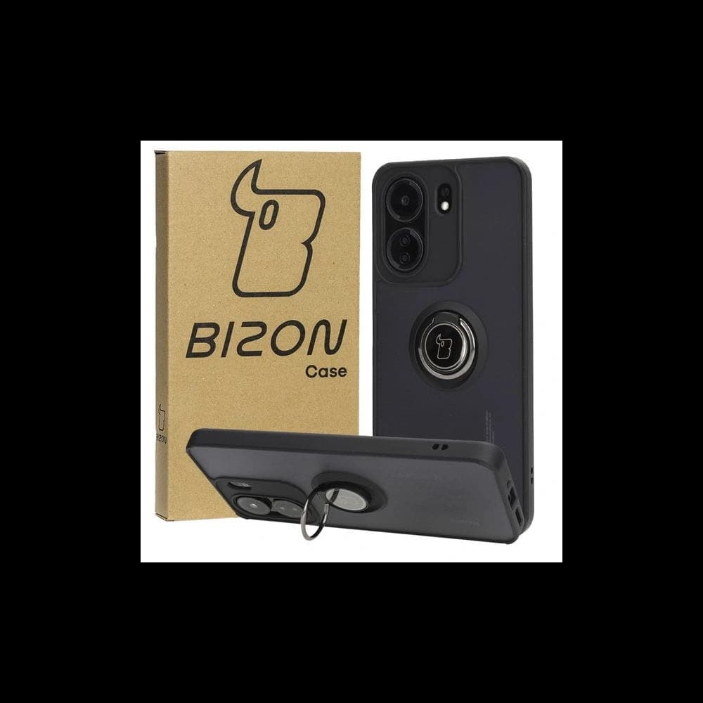 Bizon Case Hybrid Ring Xiaomi Redmi 13C / Xiaomi Poco C65 rauchig mit einem schwarzen Rahmen - 1