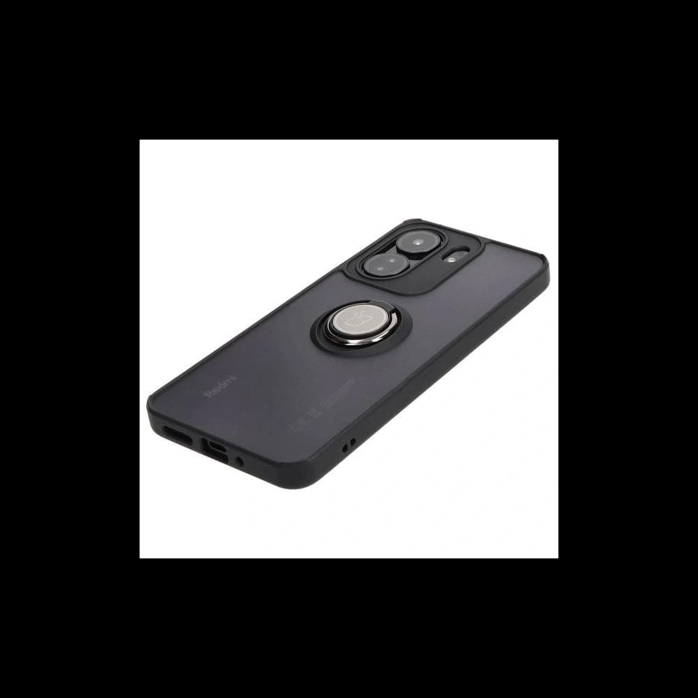 Bizon Case Hybrid Ring Xiaomi Redmi 13C / Xiaomi Poco C65 rauchig mit einem schwarzen Rahmen - 3
