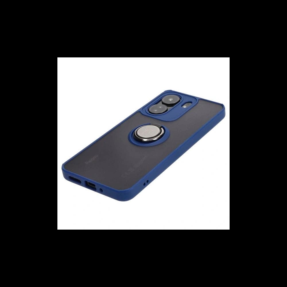 Bizon Case Hybrid Ring Xiaomi Redmi 13C / Xiaomi Poco C65 rauchig mit einem marineblauen Rahmen - 3