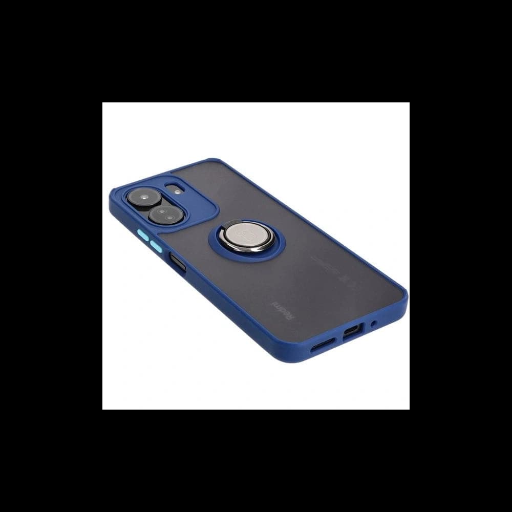Bizon Case Hybrid Ring Xiaomi Redmi 13C / Xiaomi Poco C65 rauchig mit einem marineblauen Rahmen - 4