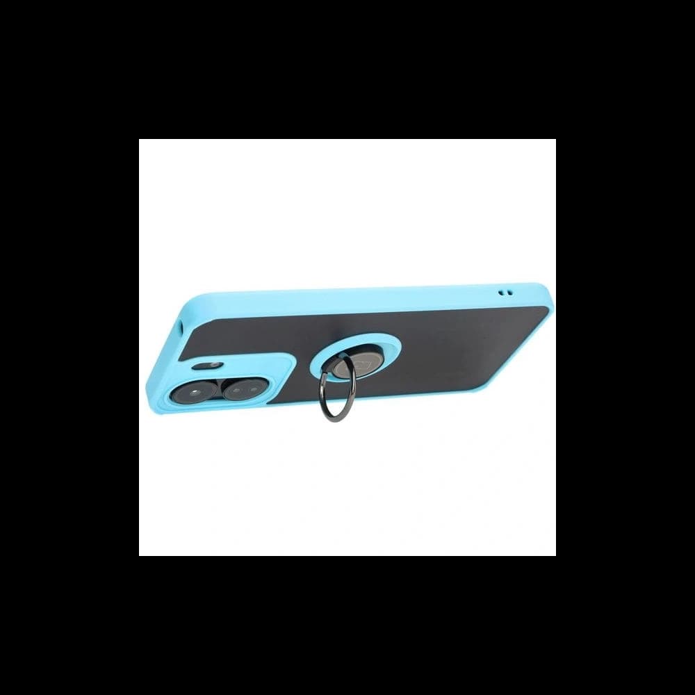 Etui s úchopem na prst Bizon Case Hybrid Ring pro Xiaomi Redmi 13C / Xiaomi Poco C65 kouřové s jasně modrým rámečkem - 5