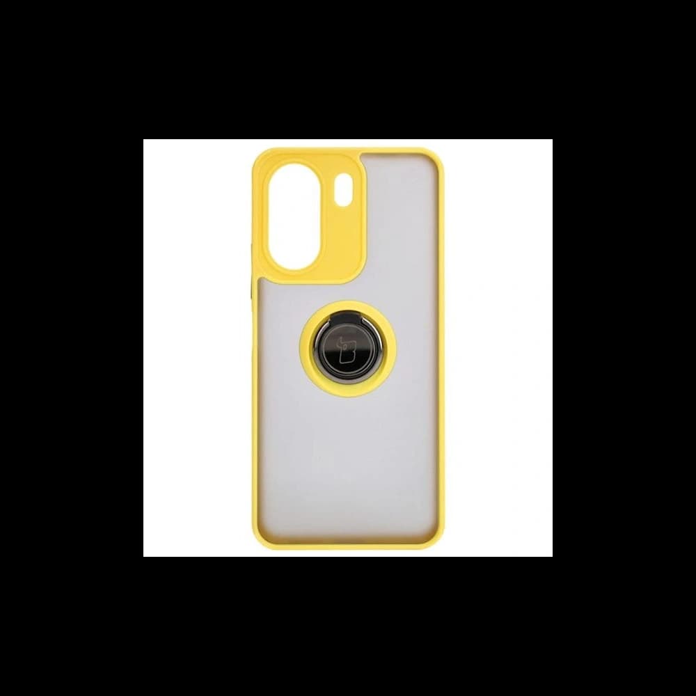Bizon Case Hybrid Ring Xiaomi Redmi 13C / Xiaomi Poco C65 rauchig mit einem gelben Rahmen - 2