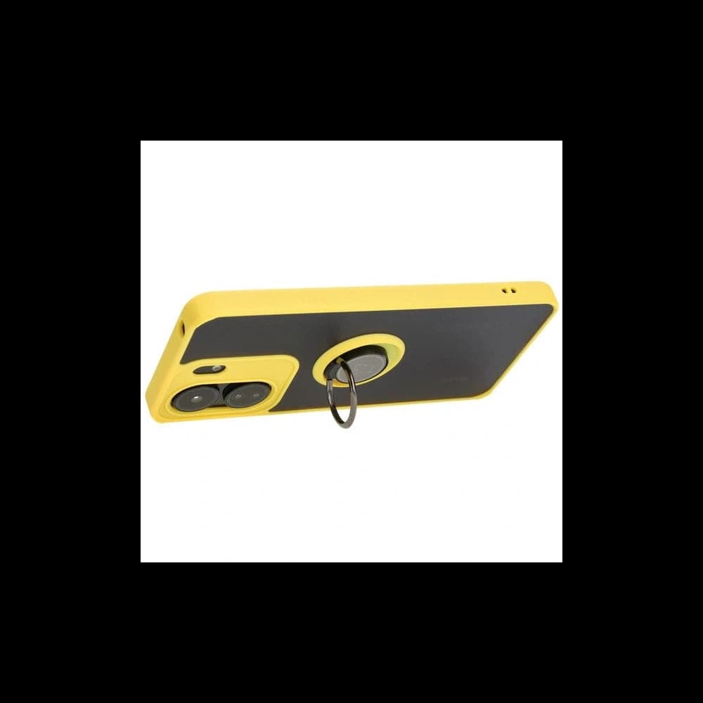 Bizon Case Hybrid Ring Xiaomi Redmi 13C / Xiaomi Poco C65 rauchig mit einem gelben Rahmen - 5