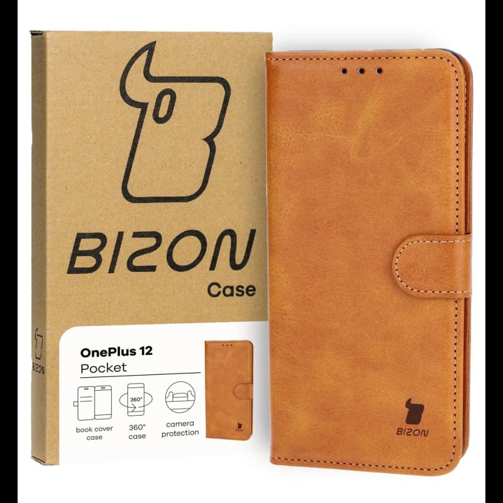 Pouzdro s klopou Bizon Case Pocket pro OnePlus 12 hnědé - 1
