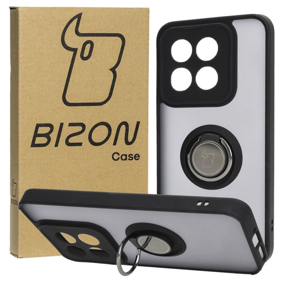 Bizon Case Hybrid Ring Xiaomi 14 rauchig mit einem schwarzen Rahmen - 1