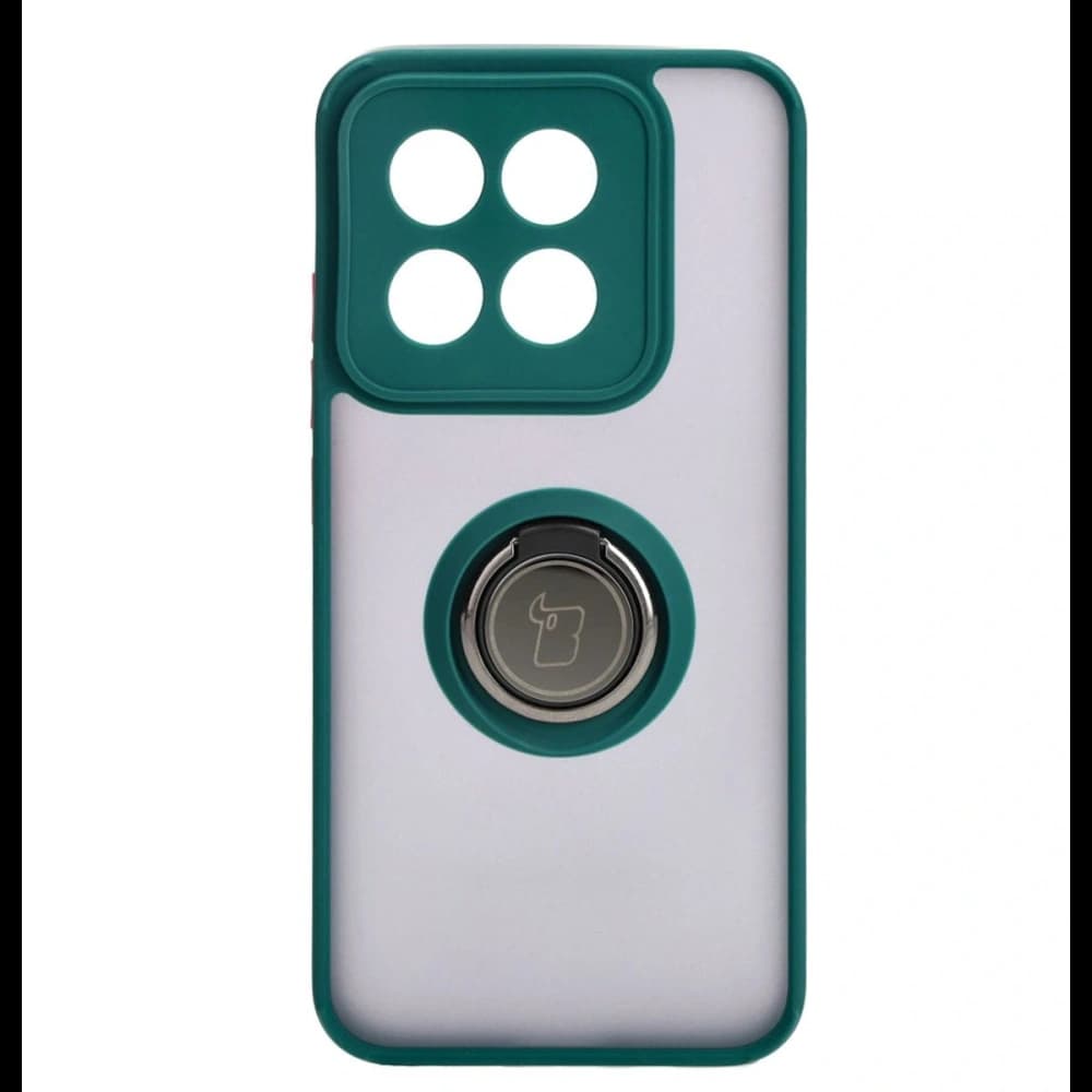 Bizon Case Hybrid Ring Xiaomi 14 rauchig mit einem dunkelgrünen Rahmen - 2
