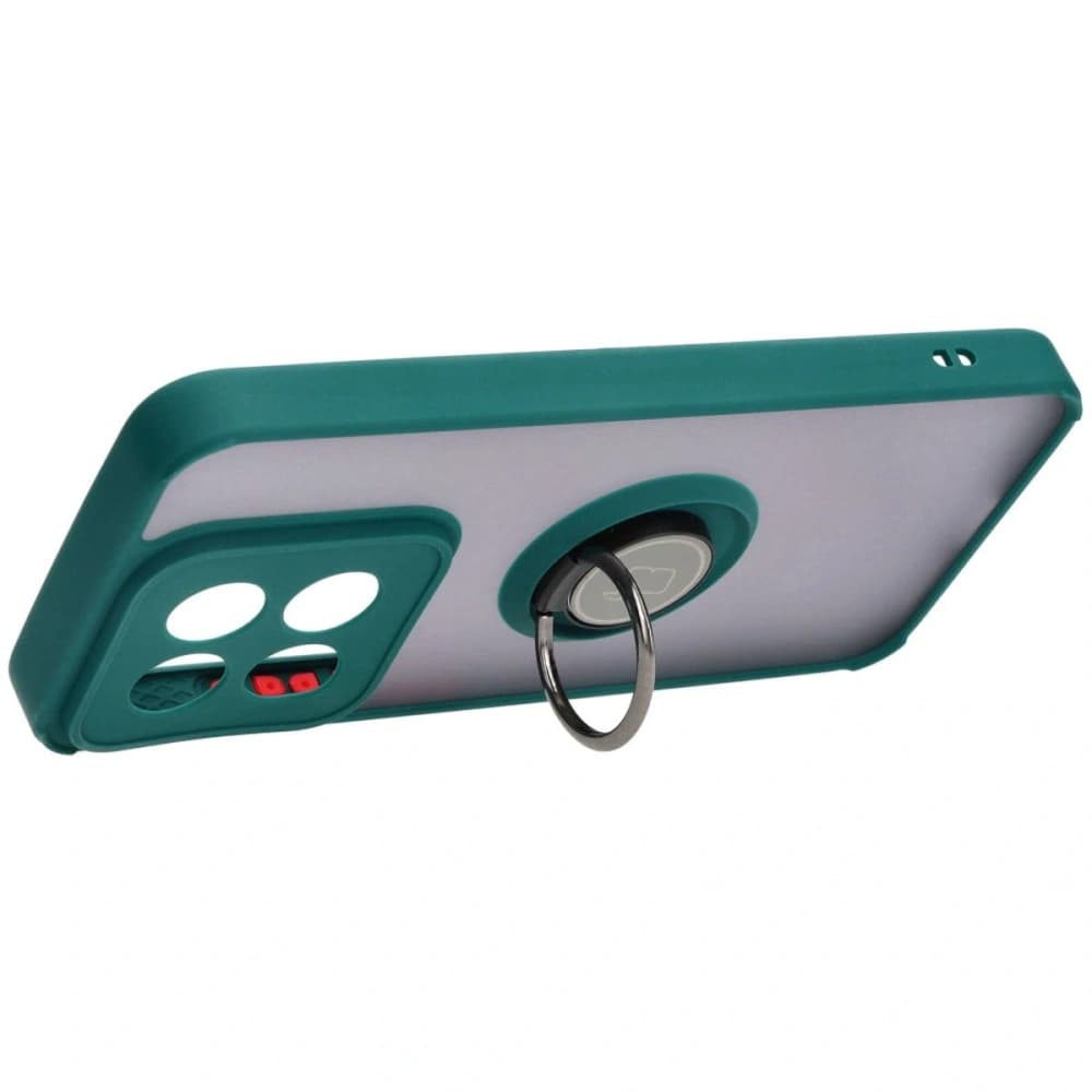 Bizon Case Hybrid Ring Xiaomi 14 rauchig mit einem dunkelgrünen Rahmen - 5