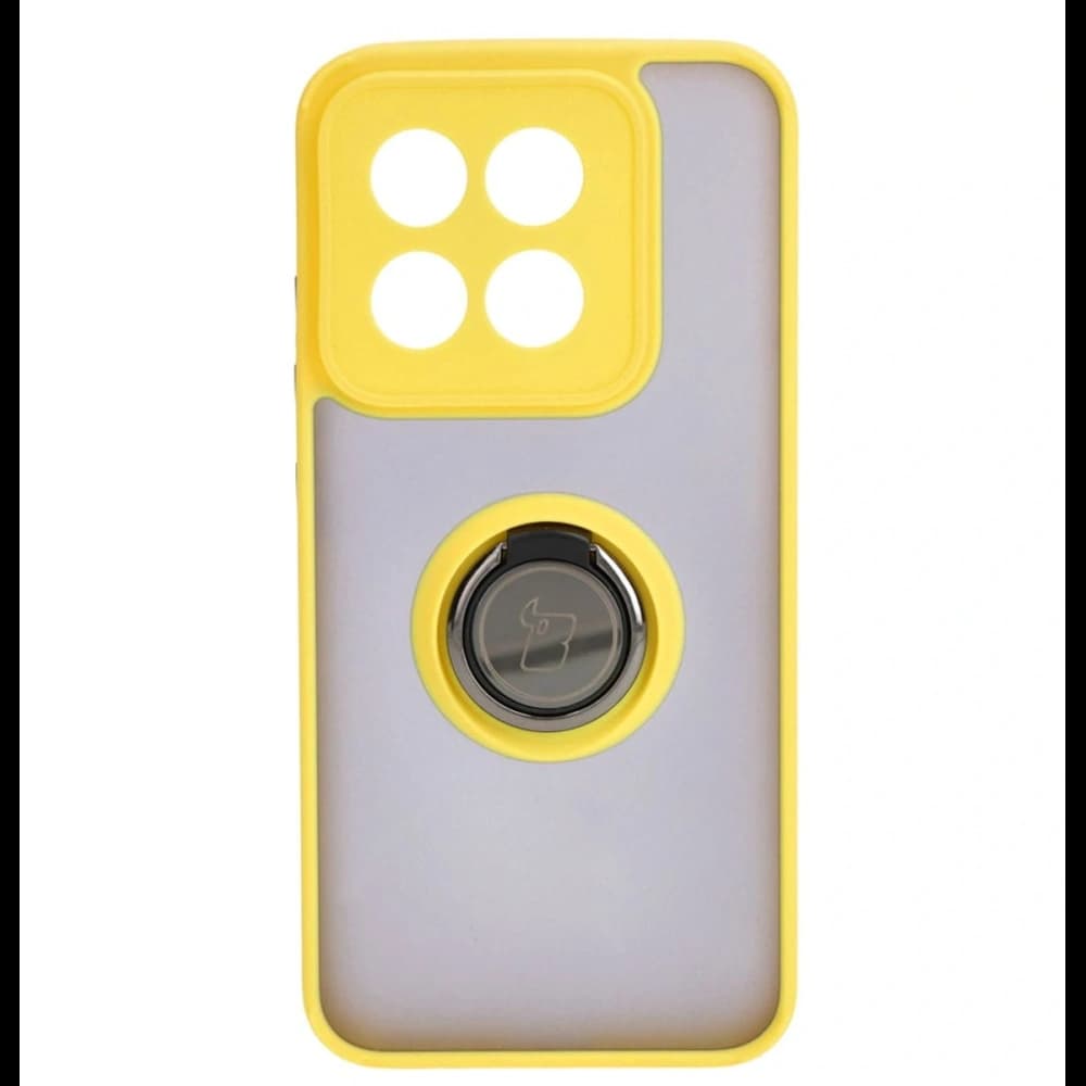 Bizon Case Hybrid Ring Xiaomi 14 rauchig mit einem gelben Rahmen - 2