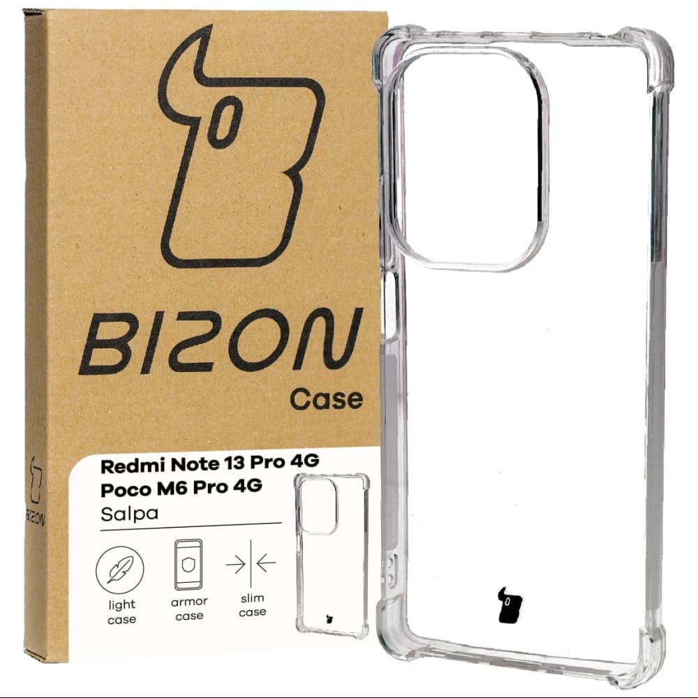 Elastické pouzdro Bizon Case Salpa pro Xiaomi Poco M6 Pro 4G / Xiaomi Redmi Note 13 Pro 4G průhledné - 1