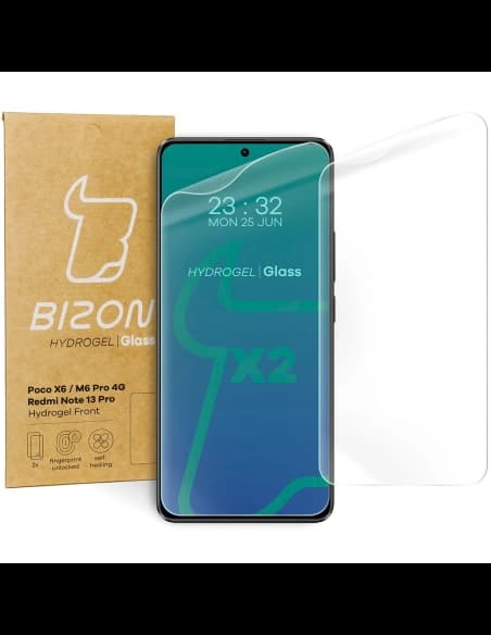 Bizon Glass Hydrogel Elöl Xiaomi Poco X6 / Poco M6 Pro 4G / Redmi Note 13 5G / Redmi Note 13 Pro 4G/5G [2 Csomag]