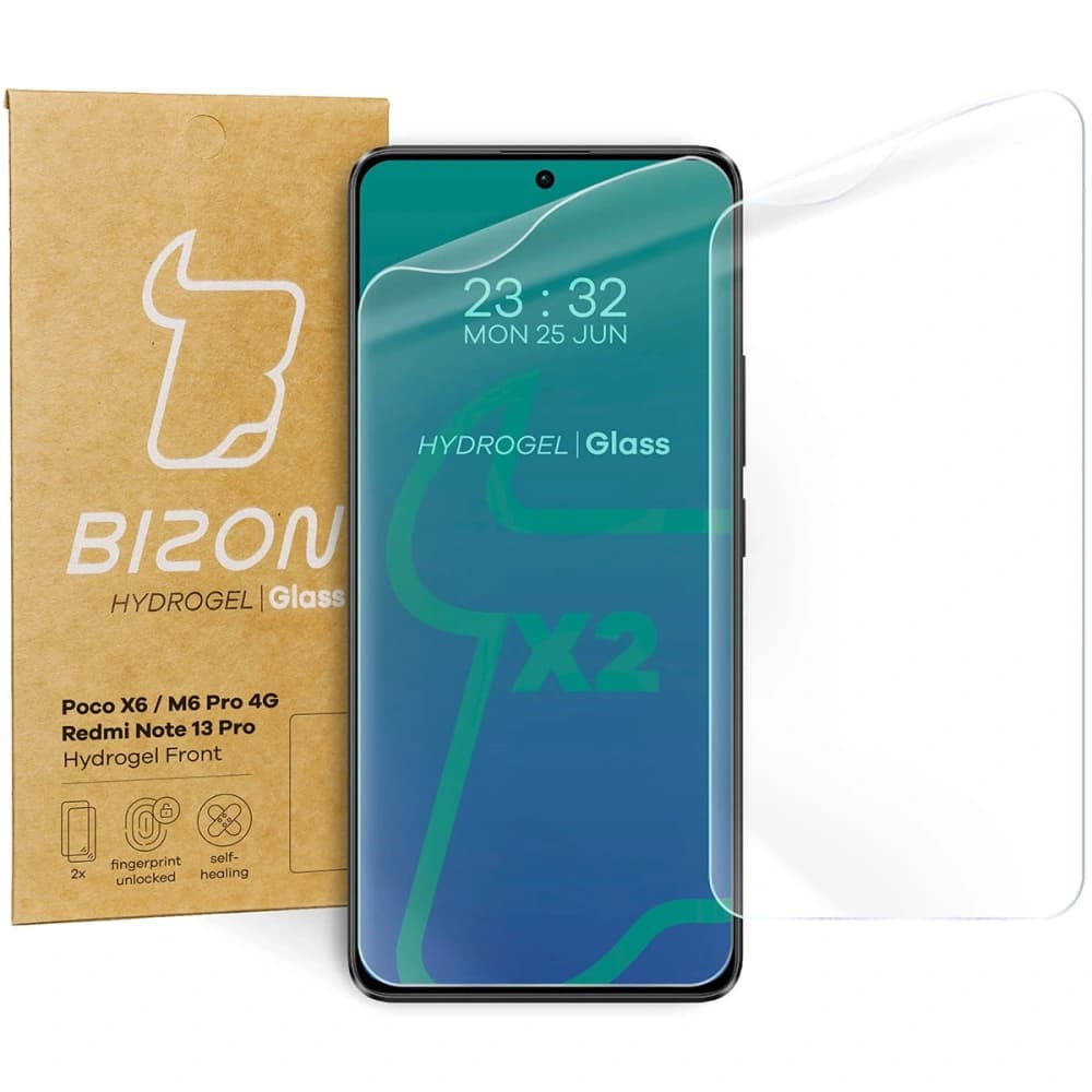 Bizon Glass Hydrogel Front Xiaomi Poco X6 / Poco M6 Pro 4G / Redmi Note 13 5G / Redmi Note 13 Pro 4G / LTE / 14S/5G [2 PACK] - 1