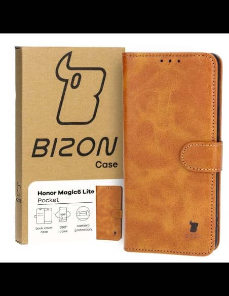 Etui s klopou Bizon Case Pocket pro Honor Magic6 Lite hnědé