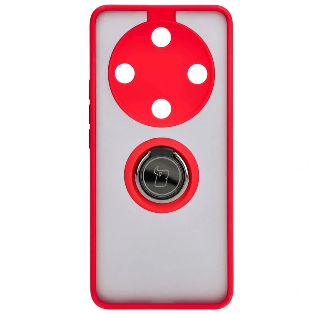 Pouzdro s úchytem na prst Bizon Case Hybrid Ring pro Honor Magic6 Lite kouřové s červeným rámečkem - 2