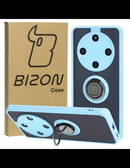 Pouzdro s úchopem na prst Bizon Case Hybrid Ring pro Honor Magic6 Lite kouřové s jasně modrým rámem
